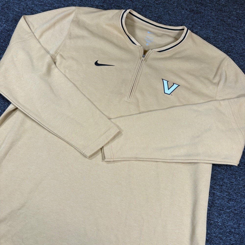 Nike Pullover Mens XXL Tan Villanova Wildcats Dri-FIT Quarter Zip Long Sleeve